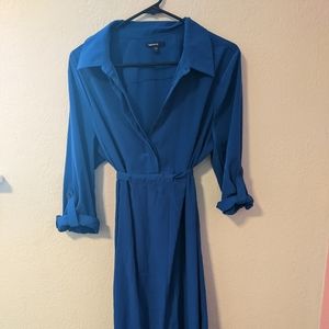 GAP Maternity Tie-Waist Blue Dress
